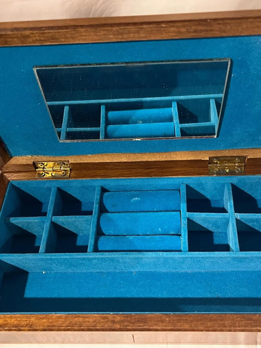 Wooden Jewelry Organizer Box Lift Lid with Mirror